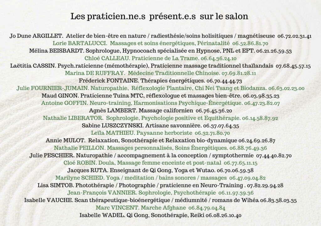 Listing salon bien-être Veynes 2024 3ème édition